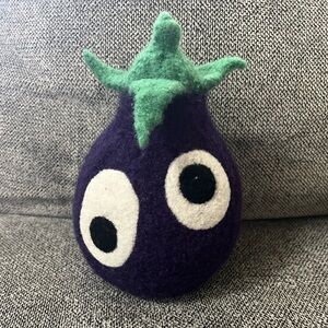 Purple and Green Stuffed Eggplant Toy